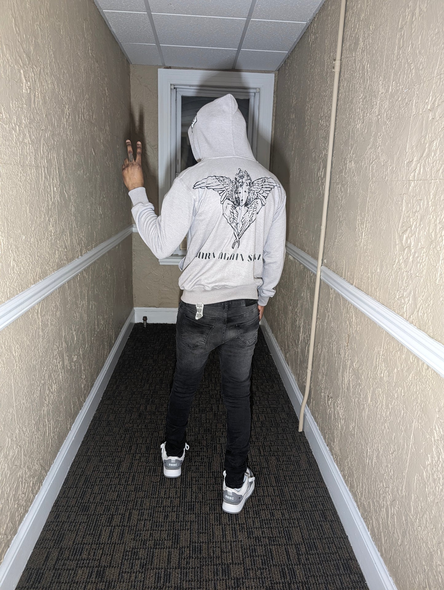 "Born Again Sinner" No Drawstring Hoodie